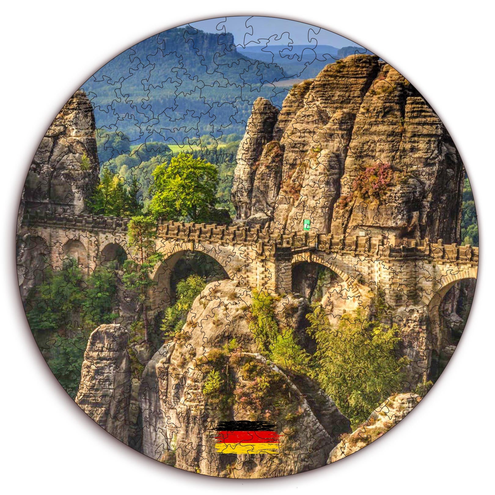 Wooden circular MiMi puzzles "Bastai Rocks and Bridge. Germany"