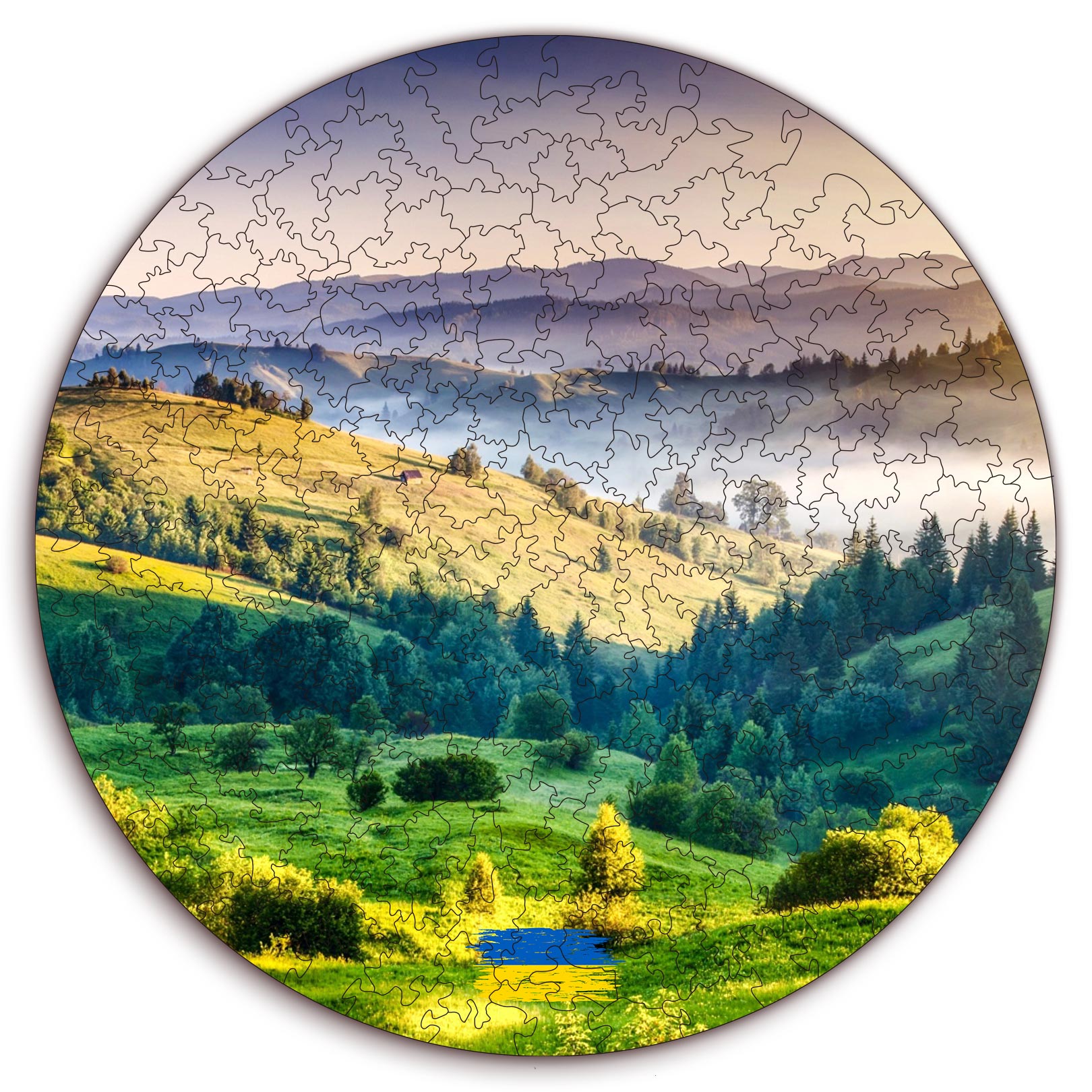 Wooden circular MiMi puzzles "Carpathian mountains. Ukraine"