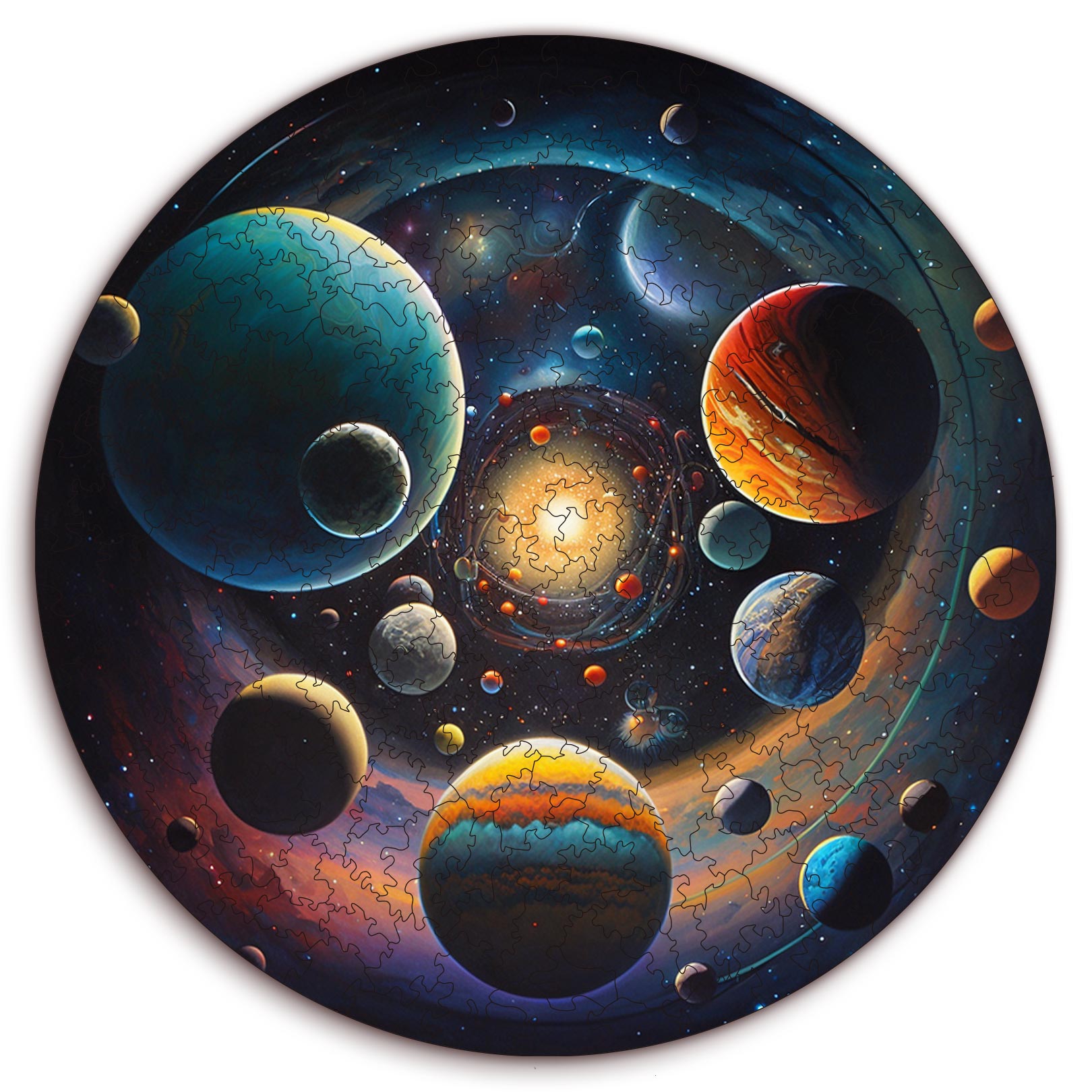 Wooden circular MiMi puzzles "Travel through the universe"