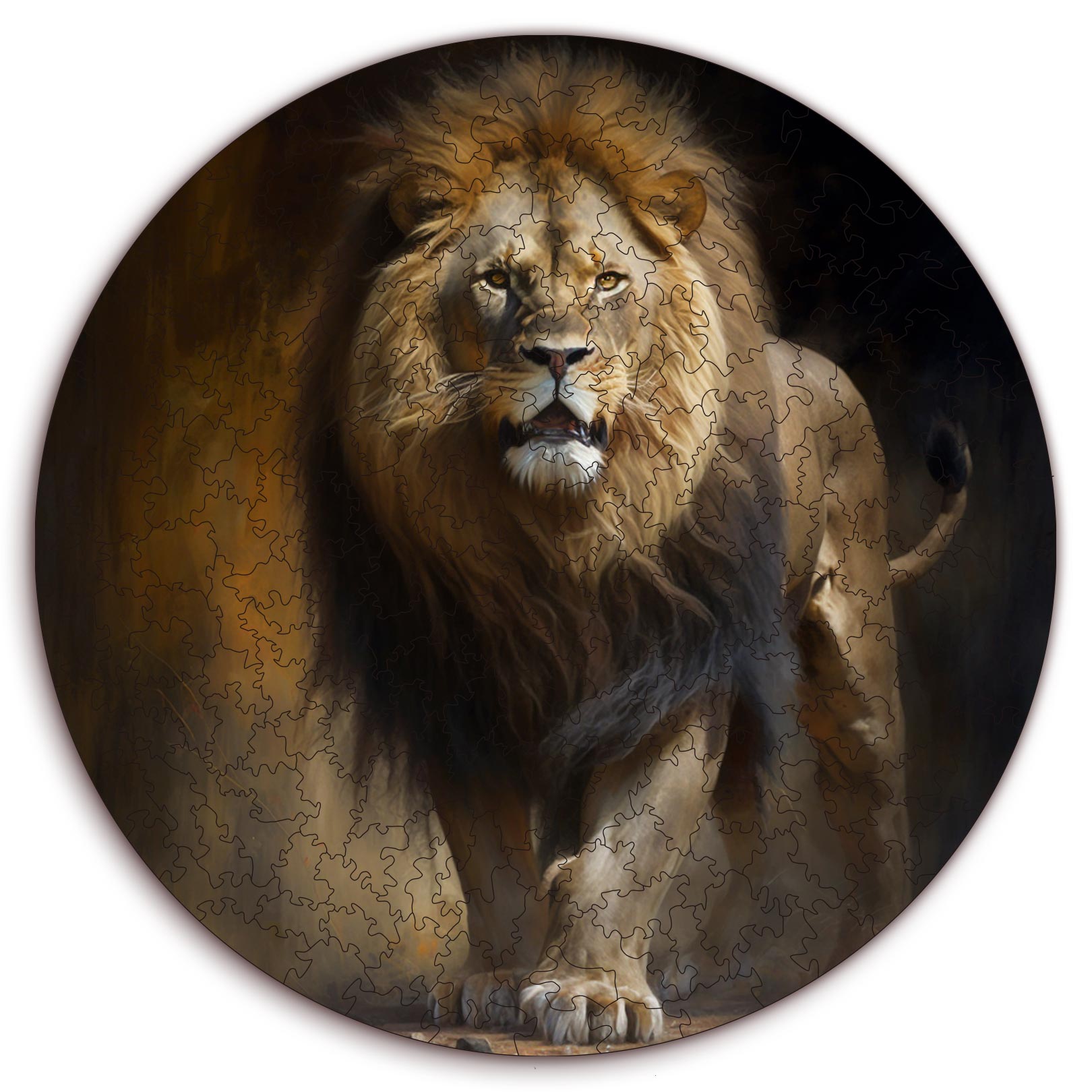 Wooden circular MiMi puzzles "Mighty Lion Painting"