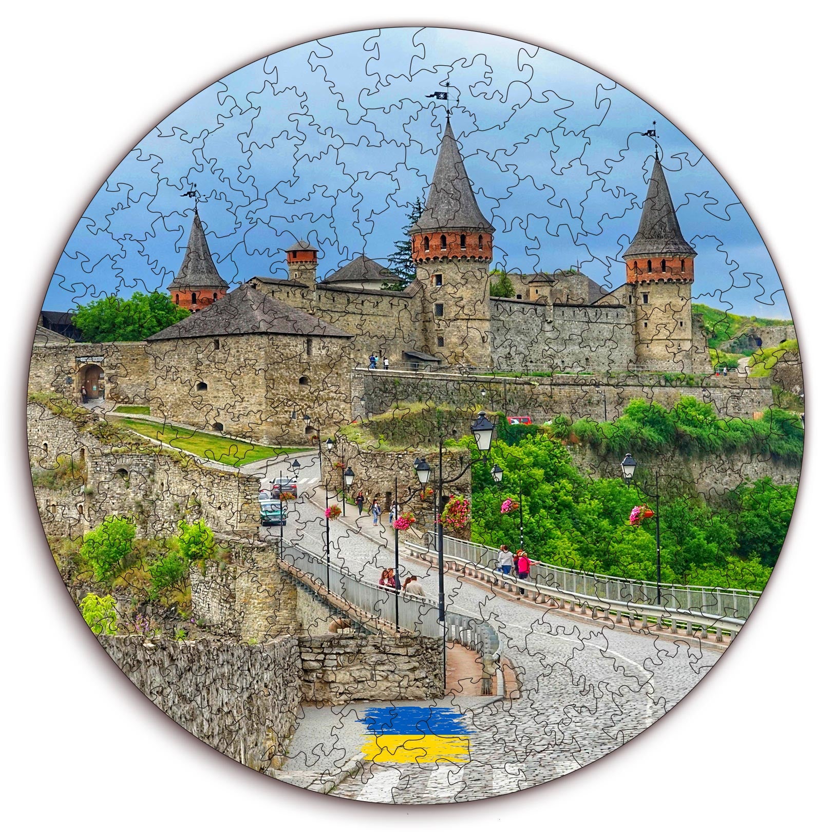Wooden circular MiMi puzzles "Kamyanets-Podilsky Fortress. Ukraine"