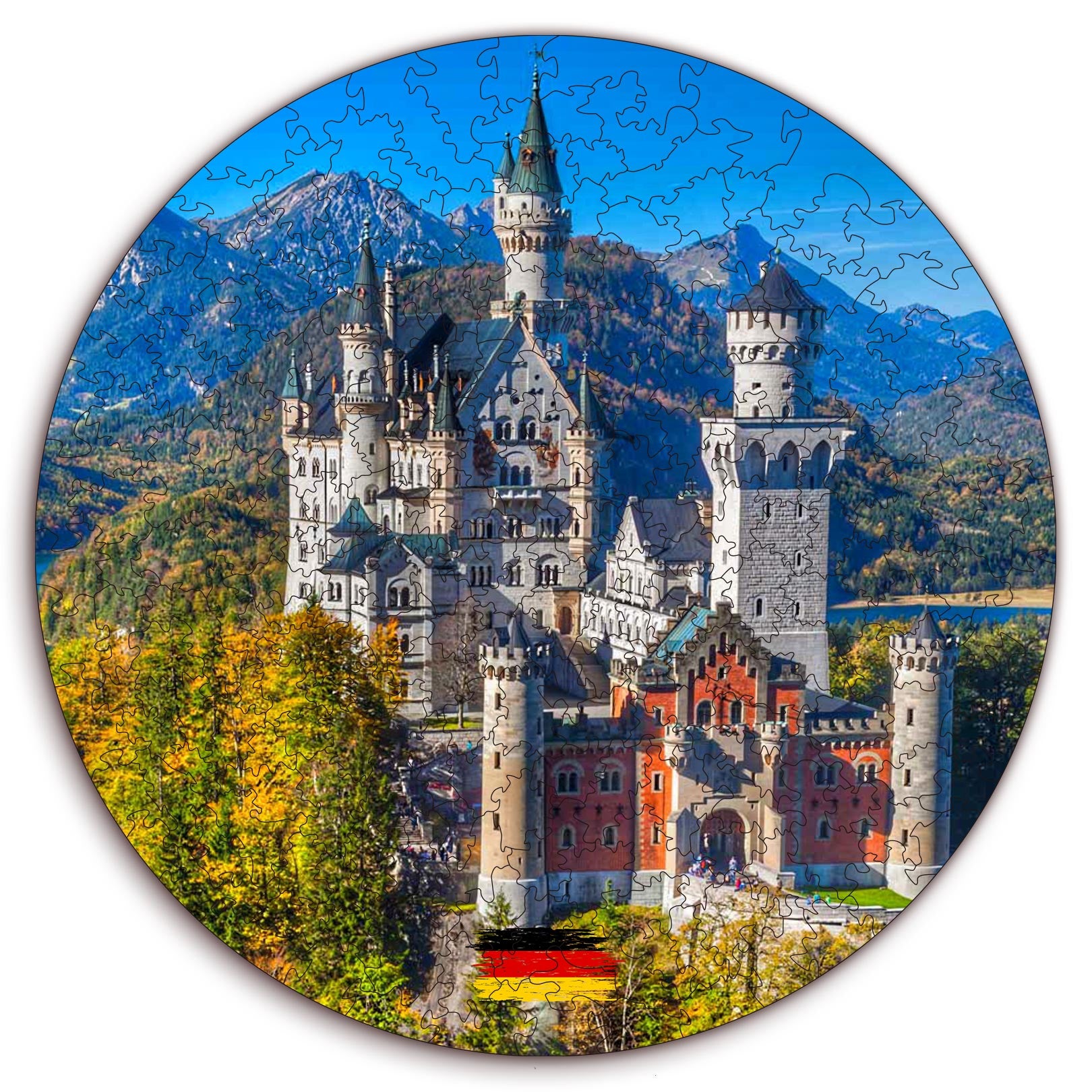 Wooden circular MiMi puzzles "Neuschwanstein Castle. Germany"