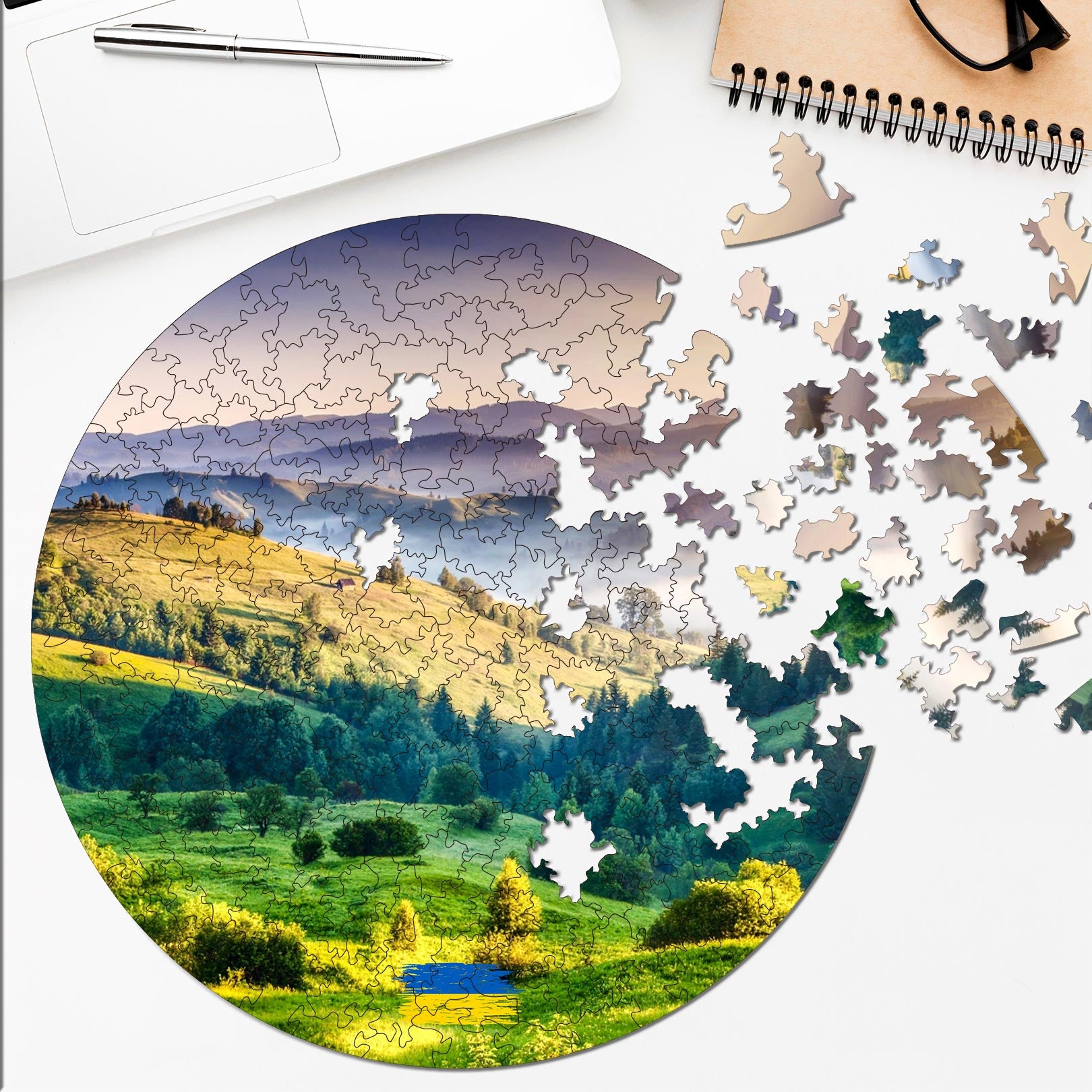 Wooden circular MiMi puzzles "Carpathian mountains. Ukraine"