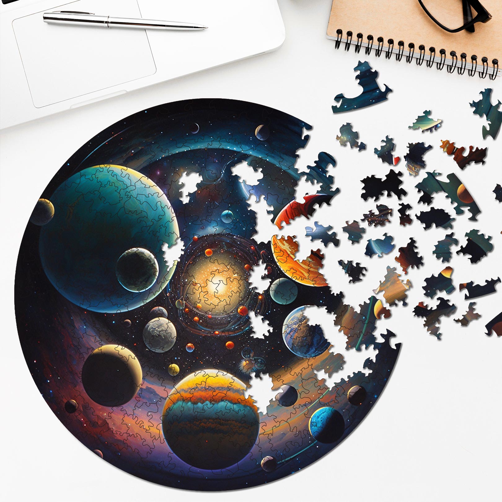Wooden circular MiMi puzzles "Travel through the universe"