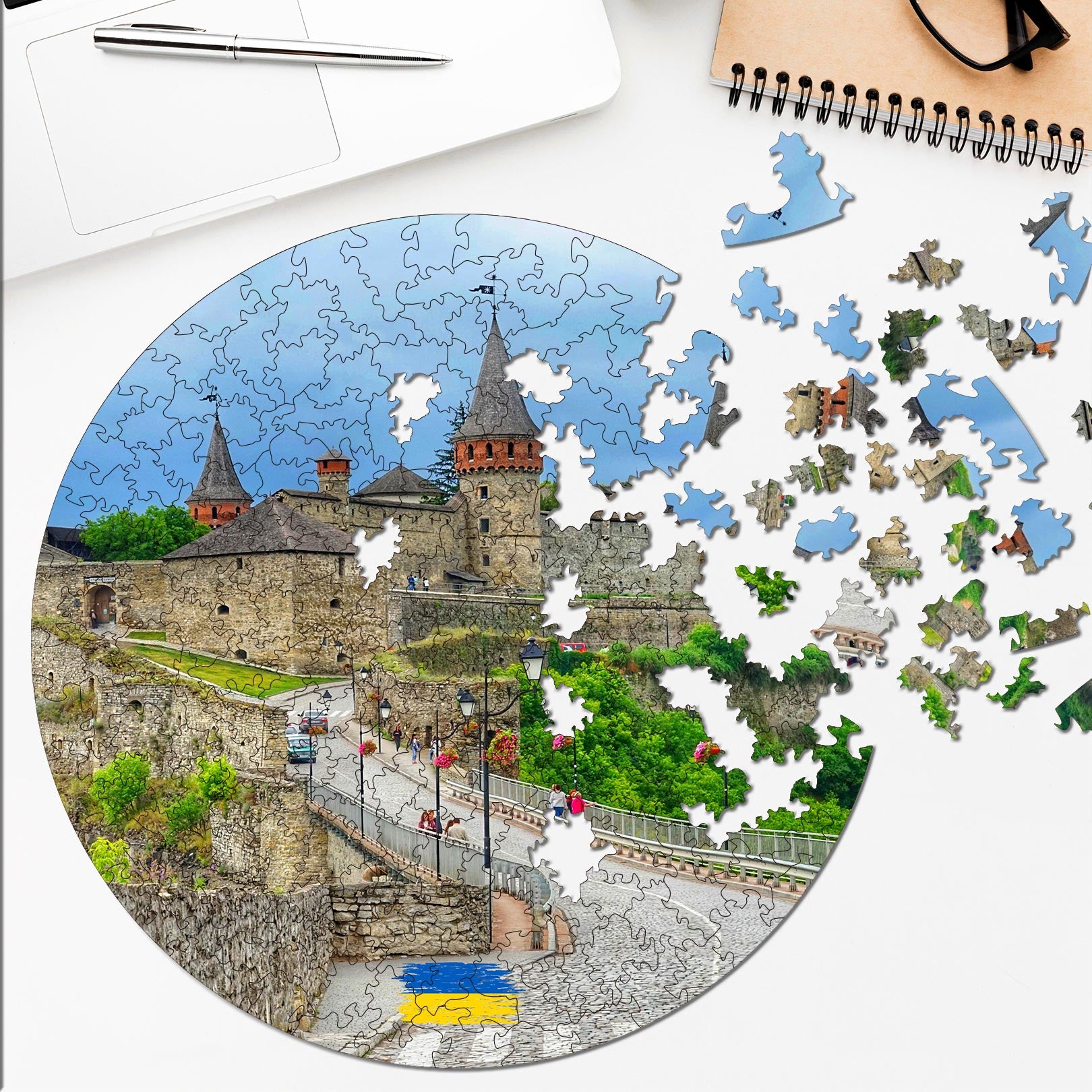 Wooden circular MiMi puzzles "Kamyanets-Podilsky Fortress. Ukraine"