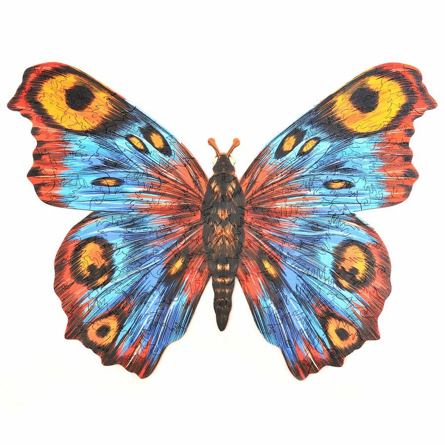 Colorful Wooden Butterfly Puzzle 'Flutter Wings' - Unique Shape Jigsaw for Adults and Kids