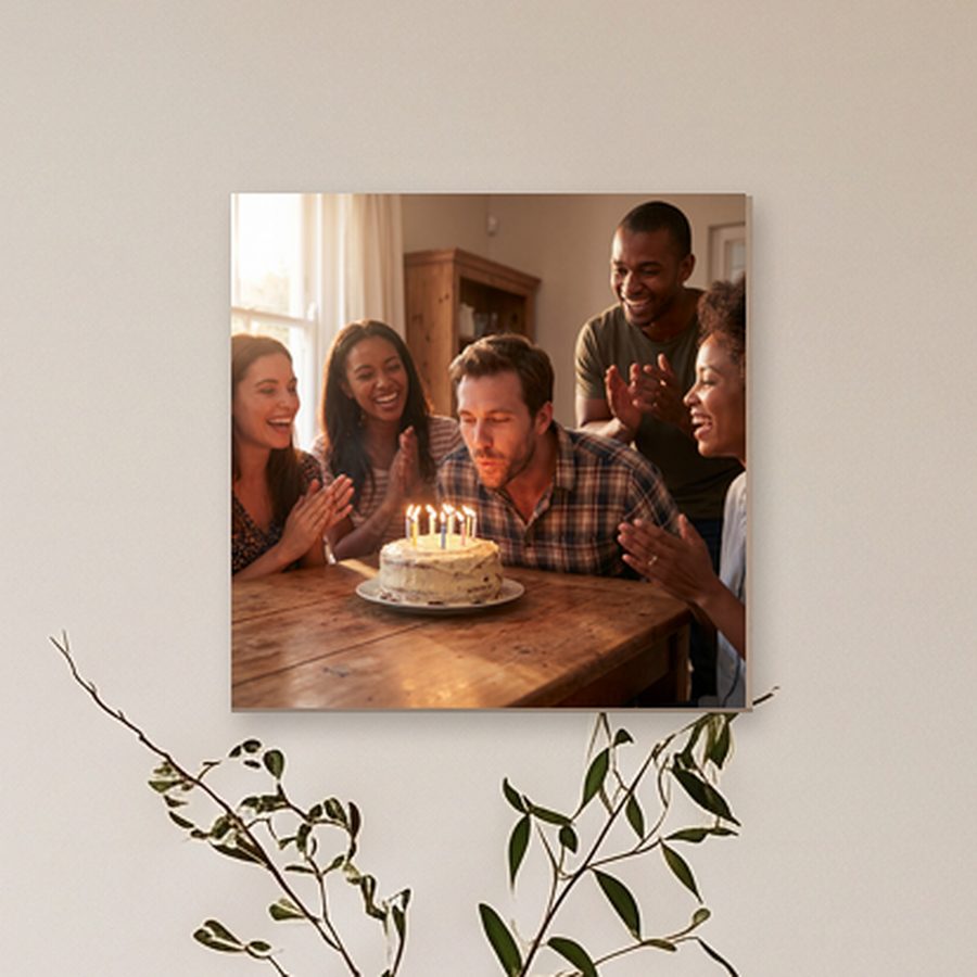 Holzposter mit Foto: Geburtstag