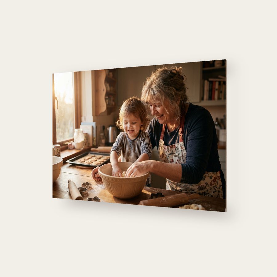 Holzposter mit einem Foto zum Thema Großeltern