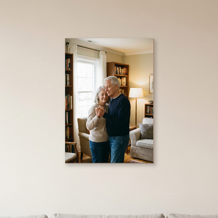 Holzposter mit einem Foto zum Thema Jahrestag