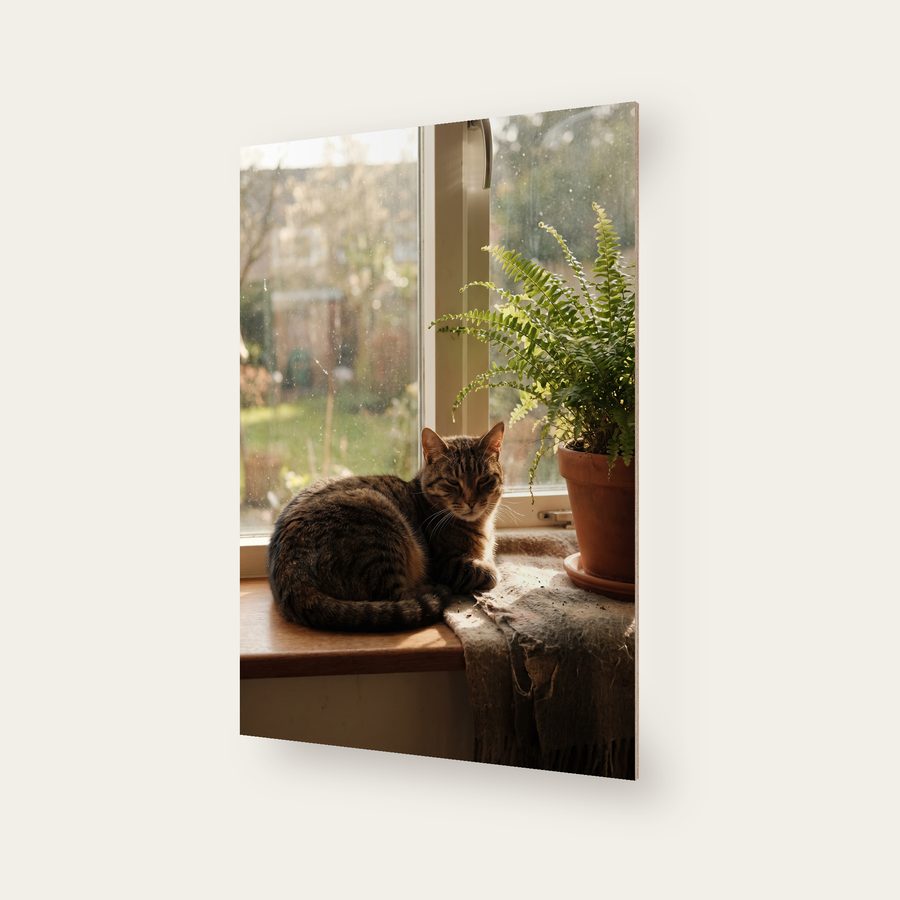 Holzposter mit einem Foto zum Thema Katze
