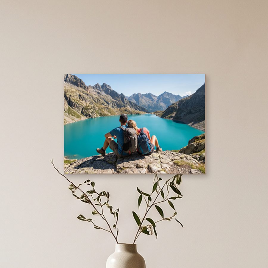 Holzposter mit einem Foto zum Thema Reise